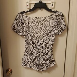 Moral Fiber Black and White Leopard Print Blouse